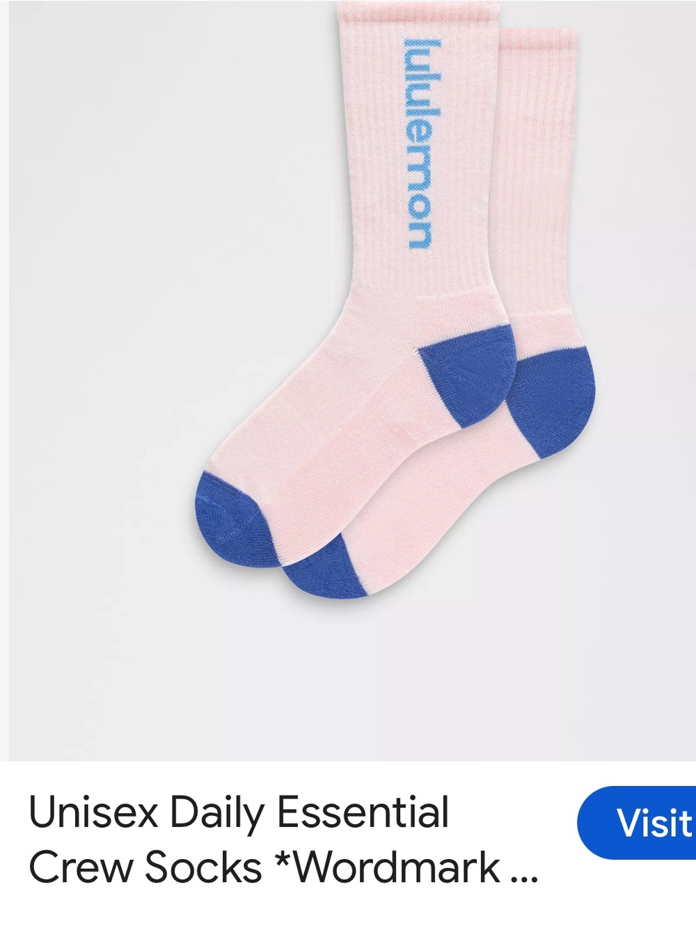 lululemon athletica Pink Crew Socks with Blue Logo